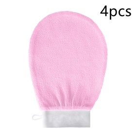 Rayon Viscose Fiber Medium Fine Sand Exfoliating Bath Gloves (Option: Pink-4pcs)